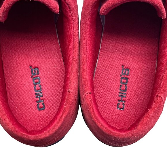 Chicos Women’s Red Suede Leather Slip In Shoes Size 9M - Picture 5 of 7